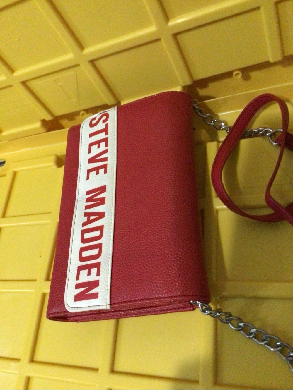 Steve Madden Red Crossbody with White Logo Stripe